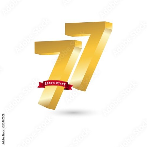 Fotografie, Obraz 77 Year Anniversary Vector Template Design Illustration