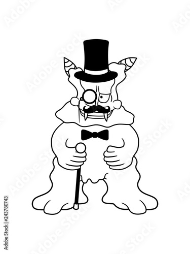 Gentlemen Damon Sir Herr Zylinder Hut Monokel Brille Reich Gross Alien Monster Ekelig Lustig Klein Comic Cartoon Clipart Design Glibber Schleimig Hasslich Horror Halloween Stock Illustration Adobe Stock