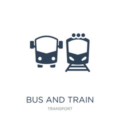 Wall Mural - bus and train icon vector on white background, bus and train trendy filled icons from Transport collection, bus and train vector illustration