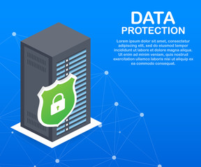 Canvas Print - Data Protection, privacy, and internet security. Vector illustration.