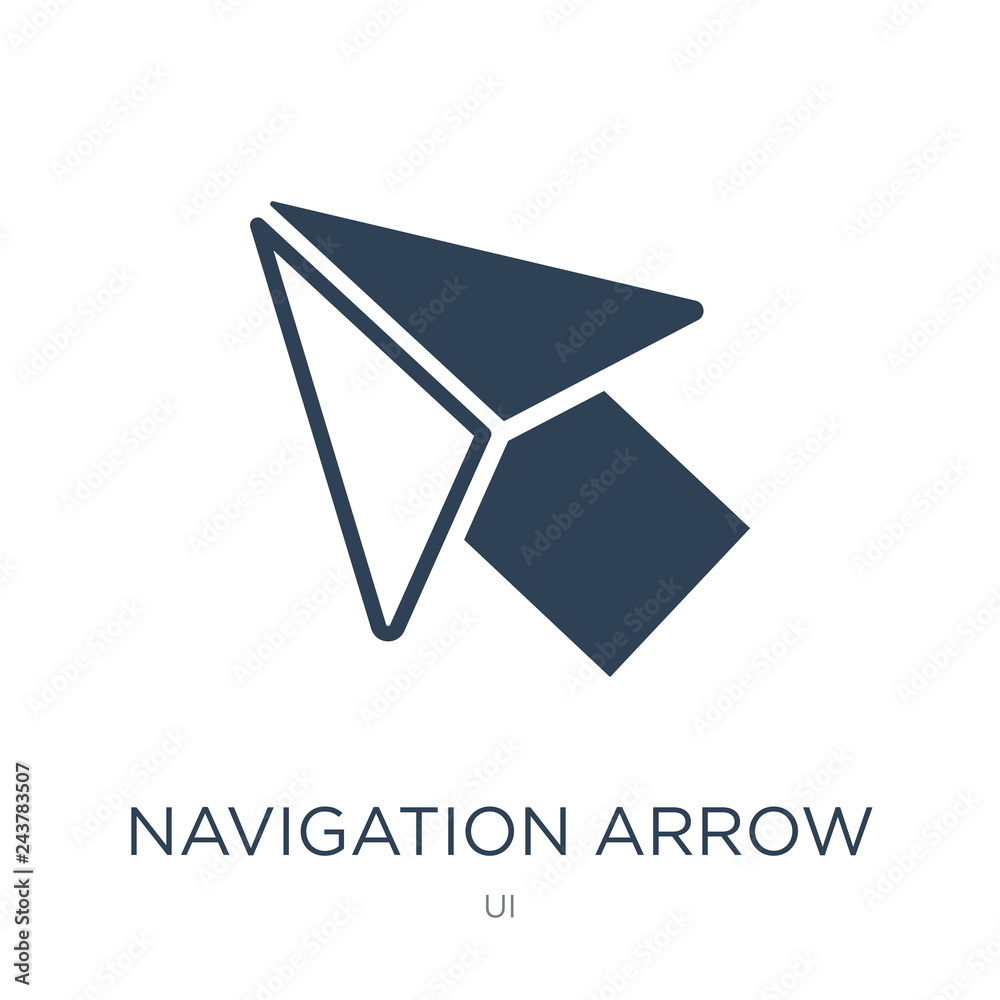 navigation arrow icon vector on white background, navigation arrow trendy filled icons from UI collection, navigation arrow vector illustration