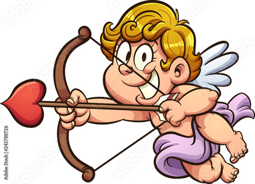 Fotomural Cute Valentine Day cherub holding a bow and arrow