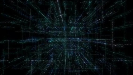 Fototapete - 4K 3D Smart digital binary code with futuristic smart technology and connection network concept with seamless loop effect ..