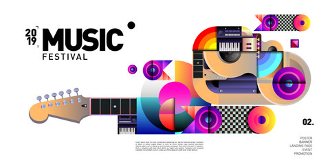 Aufkleber - Vector Colorful Music Festival for Event Banner and Poster. Colorful Geometric Abstract Background Template in Eps10.