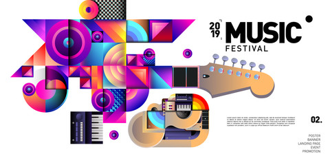 Aufkleber - Vector Colorful Music Festival for Event Banner and Poster. Colorful Geometric Abstract Background Template in Eps10.