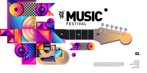 Aufkleber - Vector Colorful Music Festival for Event Banner and Poster. Colorful Geometric Abstract Background Template in Eps10.