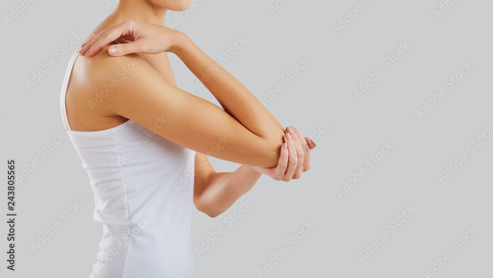 Pain, injury in the elbow joint. 