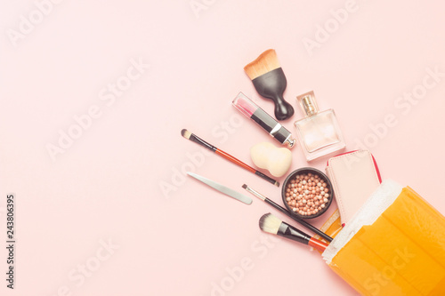 Pink Background Concept Parcel Cargo - Makeup Delivery Pink Background Concept Parcel Cargo - Makeup Delivery