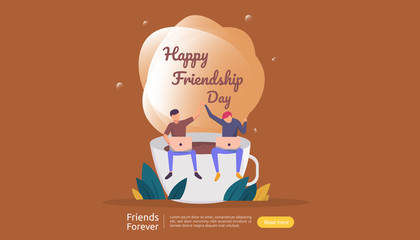 best friends forever concept for celebrating happy friendship day event. vector illustration of social relationship with people character. web landing template, banner, and print media