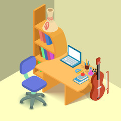 Poster - Training place concept banner. Isometric banner of training place vector concept for web, giftcard and postcard