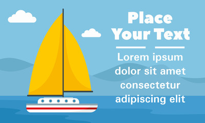 Wall Mural - Yellow sail yacht concept banner. Flat illustration of yellow sail yacht vector concept banner for web design