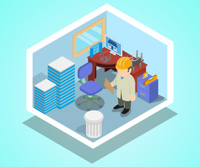 Poster - Engineer concept banner. Isometric banner of engineer vector concept for web, giftcard and postcard