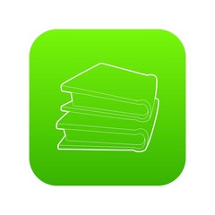 Poster - Two books icon green vector isolated on white background