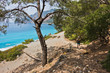 Downhill to Agios Pavlos beach from e4 trail between Loutro and Agia Roumeli at south-west od Crete island, Greece
