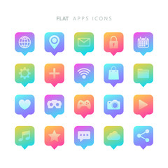 Poster - Set of color gradient flat apps icons. Vector illustration. 