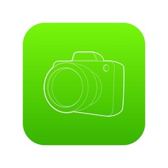 Wall Mural - Camera icon green vector isolated on white background