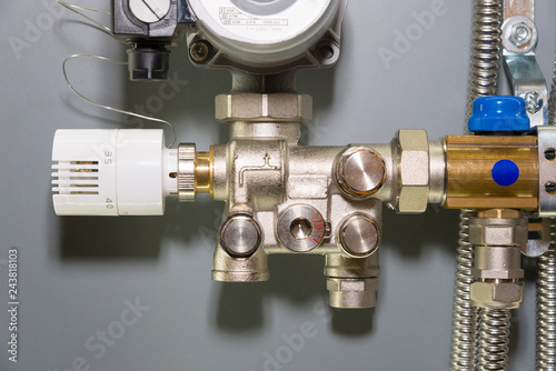 Fotografía Main Control manifold of house heating system