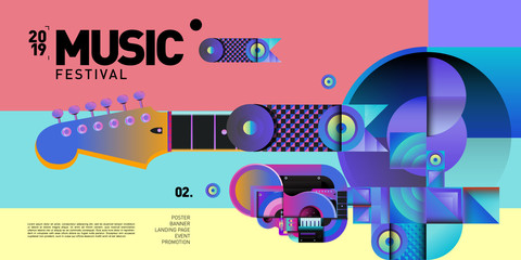 Aufkleber - Vector Colorful Music Festival for Event Banner and Poster. Colorful Geometric Abstract Background Template in Eps10.