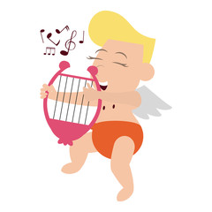 Poster - Cupid playing harp