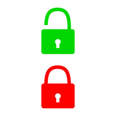 Great concept of green open lock and red closed lock