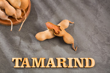 Poster - Tamarind tropical fruit - Tamarindus indica. Top view