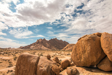 Namibia rocky mountain and sky in Spitzkoppe