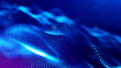 © Green Wind - Particles form line and surface grid. 3d rendering. Science fiction background of glowing particles with depth of field and bokeh. Motion graphics microwold. Blue 25