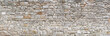 canvas print picture - Panorama - Alte graue Mauer aus groben, vielen kleinen, rechteckig gehauenen Natursteinen