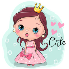 Sticker - Fairy tale Princess on a blue background