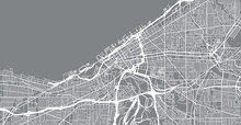 Urban Vector City Map Of Cleveland, Ohio, United States Of America