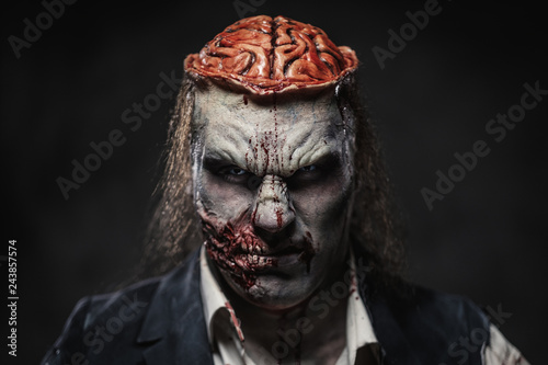 Cuadros en Lienzo Scary zombie prostheric makeup on male model