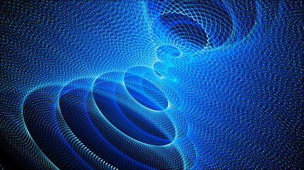 Poster - Color shine graphic. High virtual detail vision. 3d fiber. Light effect. Beautiful light flares. Glowing streaks dark background. 3D rendering.