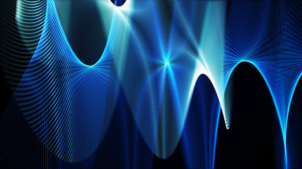 Poster - Color shine graphic. High virtual detail vision. 3d fiber. Light effect. Beautiful light flares. Glowing streaks dark background. 3D rendering.