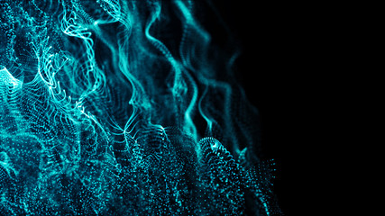 Poster - Color shine graphic. High virtual detail vision. 3d fiber. Light effect. Beautiful light flares. Glowing streaks dark background. 3D rendering.