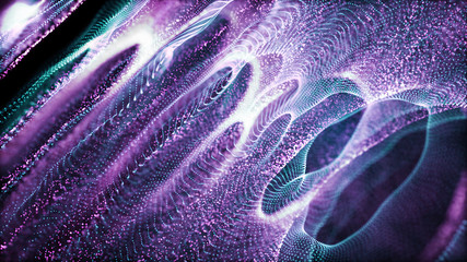 Poster - Color shine graphic. High virtual detail vision. 3d fiber. Light effect. Beautiful light flares. Glowing streaks dark background. 3D rendering.