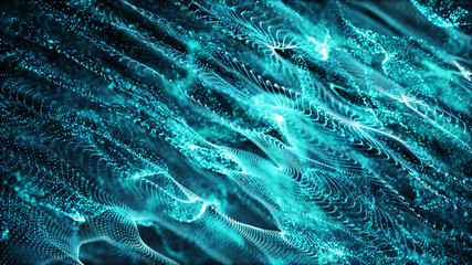 Poster - Color shine graphic. High virtual detail vision. 3d fiber. Light effect. Beautiful light flares. Glowing streaks dark background. 3D rendering.