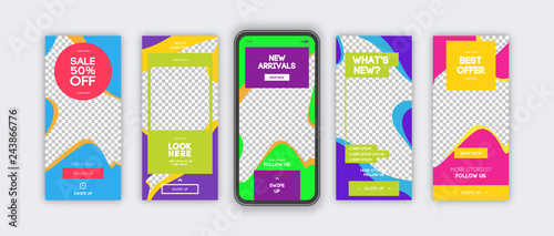Banner Sale Template Set Modern Gradient Background For Instagram Stories Presentation Flyer Poster Invitation Screen Backdrop For Mobile App Streaming Vector 10 Eps Buy This Stock Vector And Explore Similar Vectors