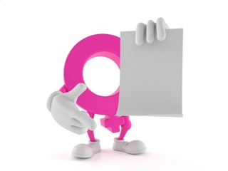 Poster - Female gender symbol character with blank sheet of paper