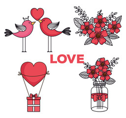 Sticker - set icons of happy valentines day