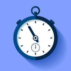 Poster - Stopwatch icon in flat style, round timer on color background. Sport clock. Time tool. Vector design element for you business project