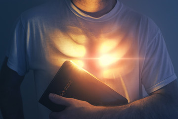 glowing heart and bible