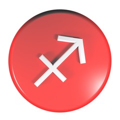 Poster - ZODIAC SAGITTARIUS ICON red circle push button  - 3D rendering illustration