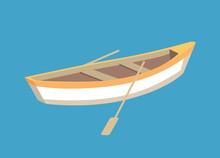 Fishing Boat With Oars, Marine Traveling Vessel