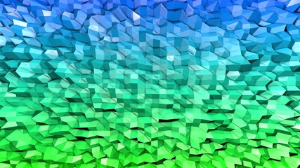 3d low poly abstract geometric background with modern gradient colors. 3d surface blue green gradient colors 2