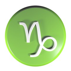 Poster - ZODIAC CAPRICORN ICON green circle push button  - 3D rendering illustration