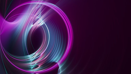Poster - Abstract multicolor background element on black. Fractal graphics. Three-dimensional composition of glowing lines and mption blur traces. Movement and innovation concept.