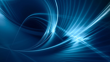 Aufkleber - Abstract blue background element on black. Fractal graphics. Three-dimensional composition of glowing lines and mption blur traces. Movement and innovation concept.