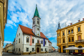 Wall Mural - Varazdin old town architecture. / Scenic view at famous historical architecture in city center of town Varazdin, Croatia.