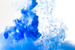 blue ink acrylic dropping in water, abstract background