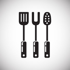 Poster - Kitchen fork spoon spatula icon on white background for graphic and web design, Modern simple vector sign. Internet concept. Trendy symbol for website design web button or mobile app